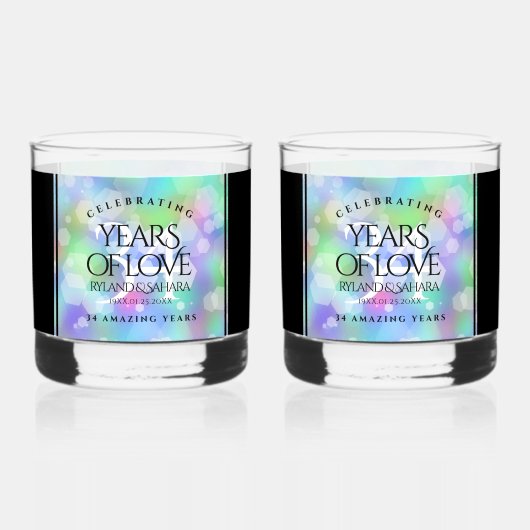 Elegant 34th Opal Wedding Jubileum Celebration Whisky Glas (Voorkant)