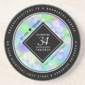 Elegant 34th Opal Wedding Jubileum Celebration Zandsteen Onderzetter (Voorkant)