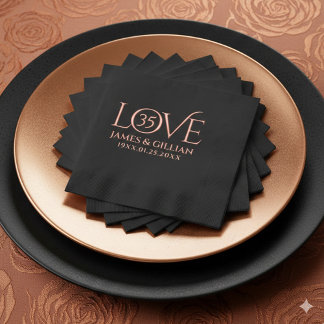 Elegant 35th Coral Wedding Anniversary Years Folie Servetten