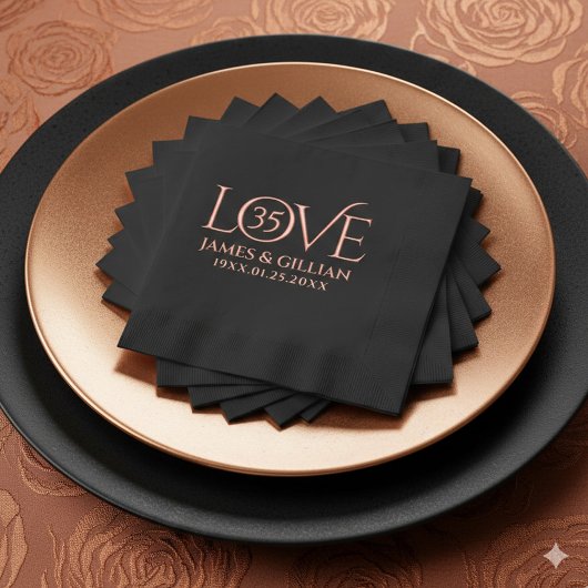 Elegant 35th Coral Wedding Anniversary Years Folie Servetten
