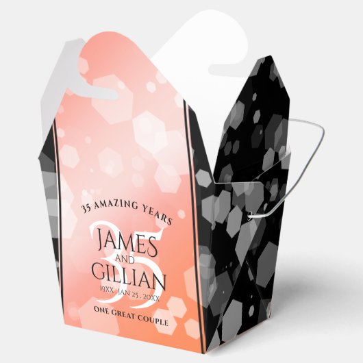 Elegant 35th Coral Wedding Jubileum Bedankdoosjes (Geopend)
