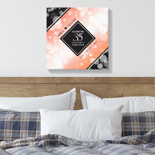 Elegant 35th Coral Wedding Jubileum Canvas Afdruk (Insitu (Slaapkamer))
