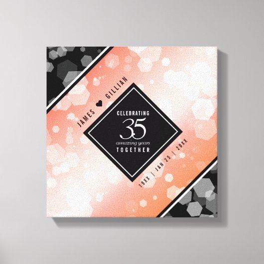 Elegant 35th Coral Wedding Jubileum Canvas Afdruk (Voorkant)