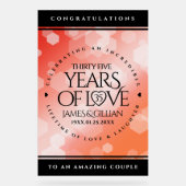 Elegant 35th Coral Wedding Jubileum Celebration Acryl Bord (Voorkant)