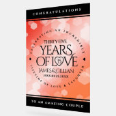 Elegant 35th Coral Wedding Jubileum Celebration Acryl Bord (Hoek)