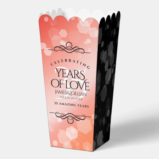 Elegant 35th Coral Wedding Jubileum Celebration Bedankdoosjes (Achterkant)