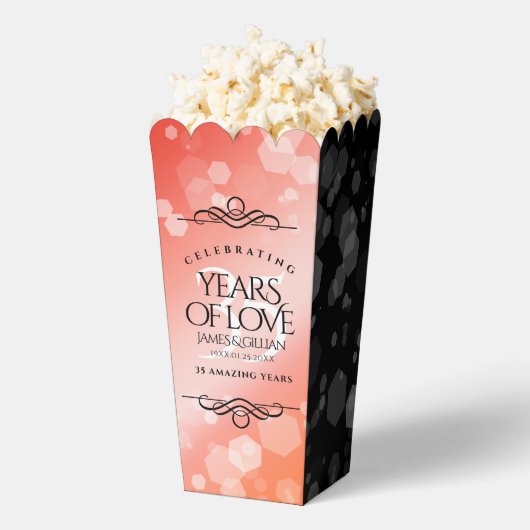 Elegant 35th Coral Wedding Jubileum Celebration Bedankdoosjes (Popped)