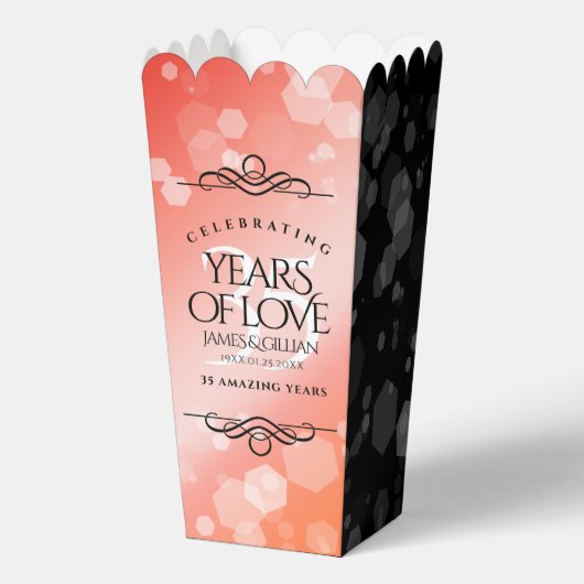 Elegant 35th Coral Wedding Jubileum Celebration Bedankdoosjes (Voorkant)