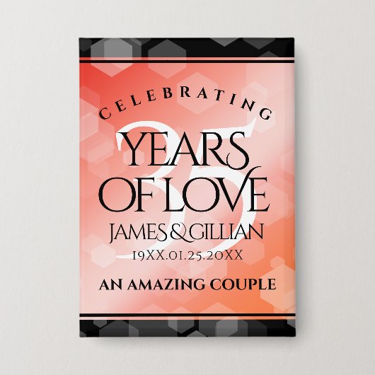 Elegant 35th Coral Wedding Jubileum Celebration Button (Voorkant)