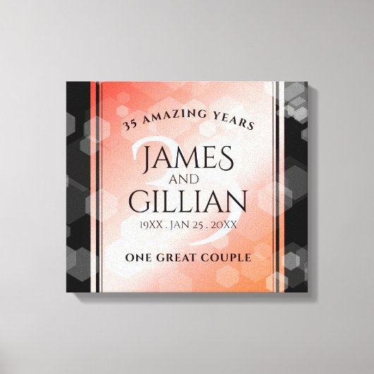 Elegant 35th Coral Wedding Jubileum Celebration Canvas Afdruk (Voorkant)