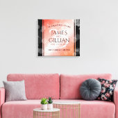 Elegant 35th Coral Wedding Jubileum Celebration Canvas Afdruk (Insitu (Woonkamer))