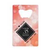 Elegant 35th Coral Wedding Jubileum Celebration Creditkaart Flessenopener (Voorkant)