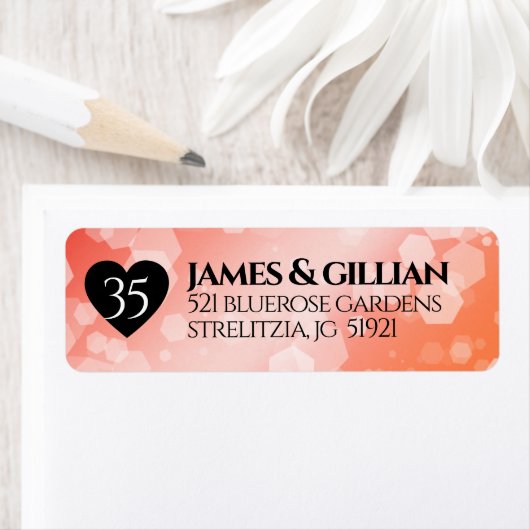 Elegant 35th Coral Wedding Jubileum Celebration Etiket (Insitu)