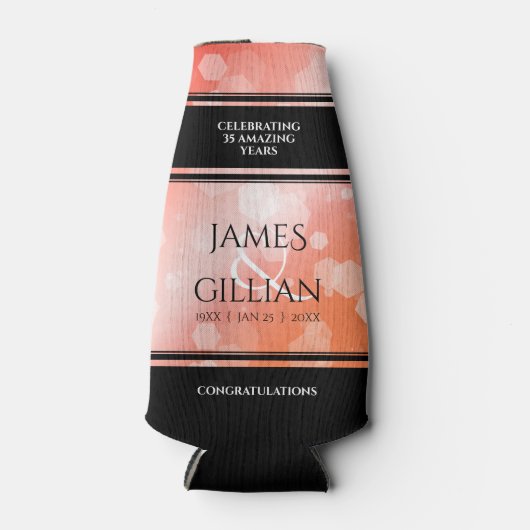 Elegant 35th Coral Wedding Jubileum Celebration Flesjeskoeler (Voorkant)