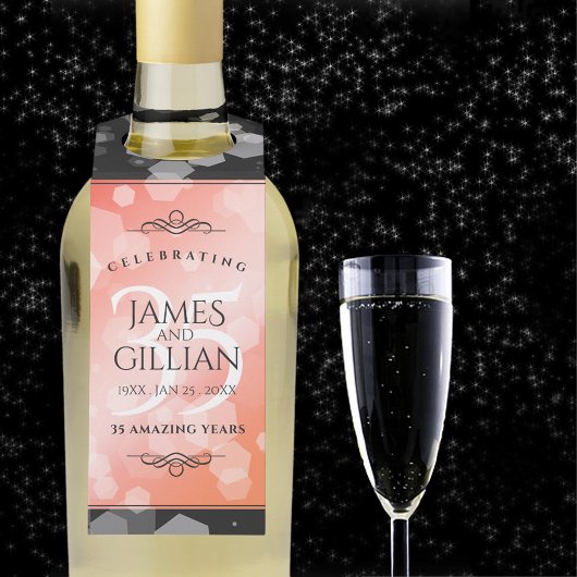 Elegant 35th Coral Wedding Jubileum Celebration Flessenhanger