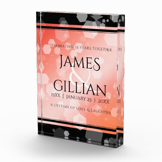 Elegant 35th Coral Wedding Jubileum Celebration Fotoblokken (Rechts)