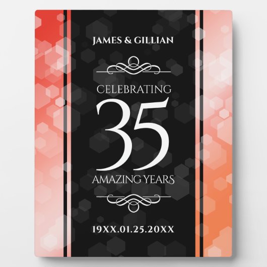 Elegant 35th Coral Wedding Jubileum Celebration Fotoplaat (Voorkant)