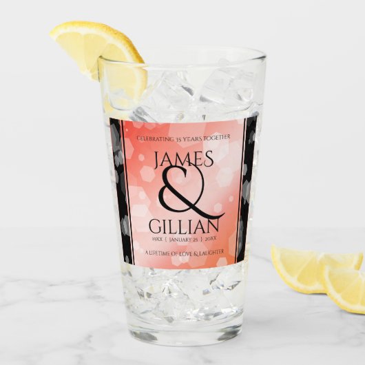 Elegant 35th Coral Wedding Jubileum Celebration Glas (Voorkant ijs)