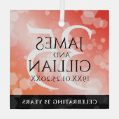 Elegant 35th Coral Wedding Jubileum Celebration Glas Ornament (Achterkant)