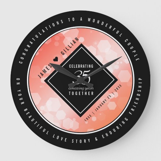 Elegant 35th Coral Wedding Jubileum Celebration Grote Klok (Voorkant)