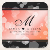 Elegant 35th Coral Wedding Jubileum Celebration Kartonnen Onderzetters (Voorkant)