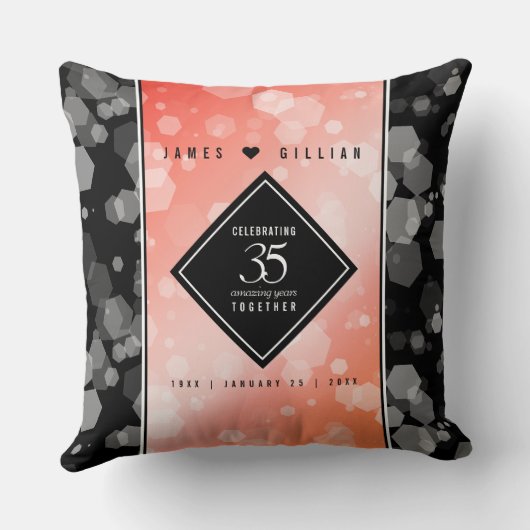 Elegant 35th Coral Wedding Jubileum Celebration Kussen (Achterkant)