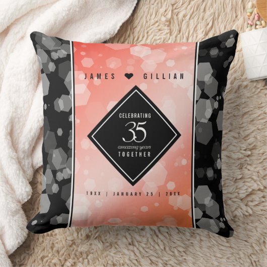 Elegant 35th Coral Wedding Jubileum Celebration Kussen (Deken)