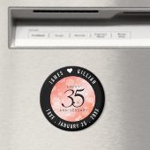 Elegant 35th Coral Wedding Jubileum Celebration Magneet (Insitu (Vaatwasser))