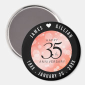 Elegant 35th Coral Wedding Jubileum Celebration Magneet (Voorkant / Achterkant)