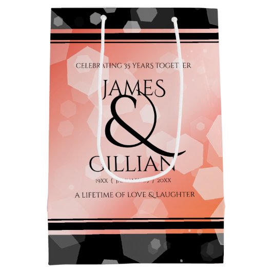 Elegant 35th Coral Wedding Jubileum Celebration Medium Cadeauzakje (Achterkant)