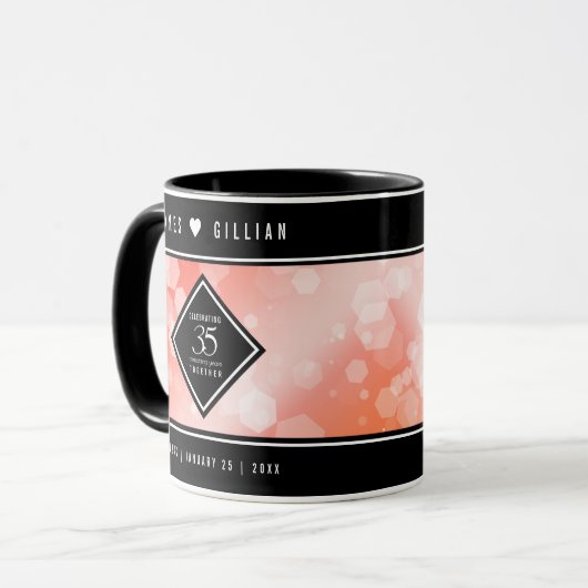 Elegant 35th Coral Wedding Jubileum Celebration Mok (Voorkant links)