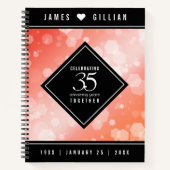 Elegant 35th Coral Wedding Jubileum Celebration Notitieboek (Voorkant)
