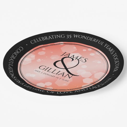Elegant 35th Coral Wedding Jubileum Celebration Papieren Bordje (Gekanteld)