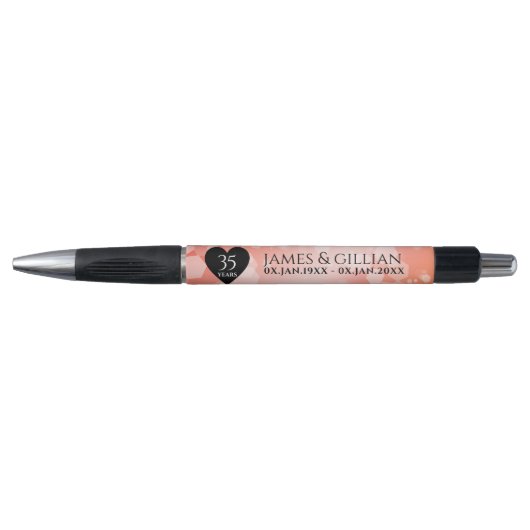 Elegant 35th Coral Wedding Jubileum Celebration Pen (Voorkant)