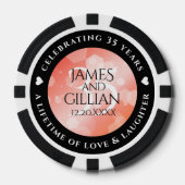 Elegant 35th Coral Wedding Jubileum Celebration Poker Chips (Voorkant)