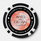 Elegant 35th Coral Wedding Jubileum Celebration Poker Chips (Achterkant)