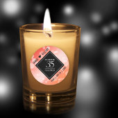 Elegant 35th Coral Wedding Jubileum Celebration Ronde Sticker