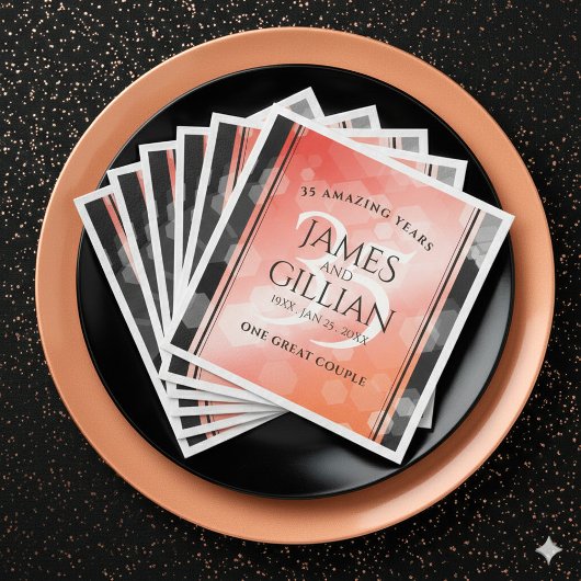 Elegant 35th Coral Wedding Jubileum Celebration Servet