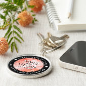 Elegant 35th Coral Wedding Jubileum Celebration Sleutelhanger (Zijkant)