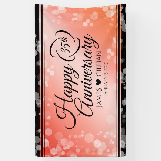 Elegant 35th Coral Wedding Jubileum Celebration Spandoek (Verticaal)