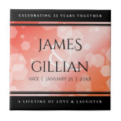 Elegant 35th Coral Wedding Jubileum Celebration Tegeltje (Voorkant)