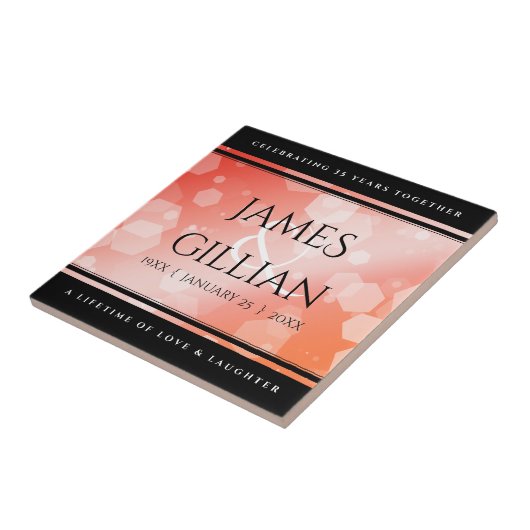 Elegant 35th Coral Wedding Jubileum Celebration Tegeltje (Zijkant)