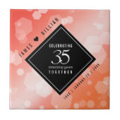 Elegant 35th Coral Wedding Jubileum Celebration Tegeltje (Voorkant)