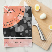 Elegant 35th Coral Wedding Jubileum Celebration Theedoek (Quarter Fold)