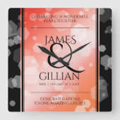 Elegant 35th Coral Wedding Jubileum Celebration Vierkante Klok (Voorkant)