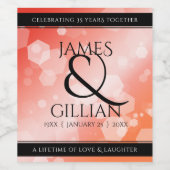 Elegant 35th Coral Wedding Jubileum Celebration Wijn Etiket (Enkel label)