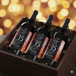 Elegant 35th Coral Wedding Jubileum Celebration Wijn Etiket