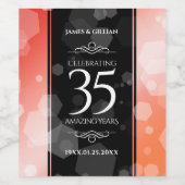 Elegant 35th Coral Wedding Jubileum Celebration Wijn Etiket (Enkel label)