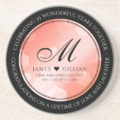 Elegant 35th Coral Wedding Jubileum Celebration Zandsteen Onderzetter (Voorkant)