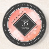 Elegant 35th Coral Wedding Jubileum Celebration Zandsteen Onderzetter (Voorkant)